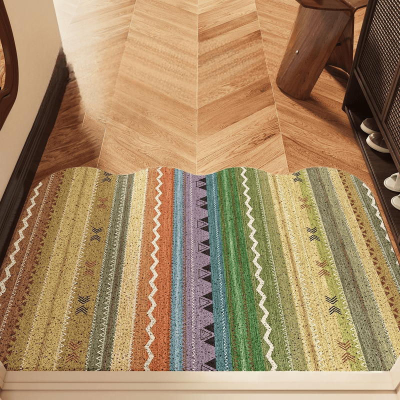 Vintage Rainbow Striped Non-Slip Entry Rug - 35'' × 47'' - image 0