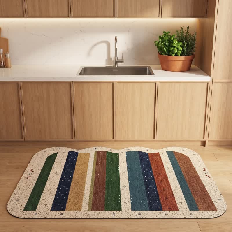 Bohemian Wavy Edge Striped Door Rug - image 1