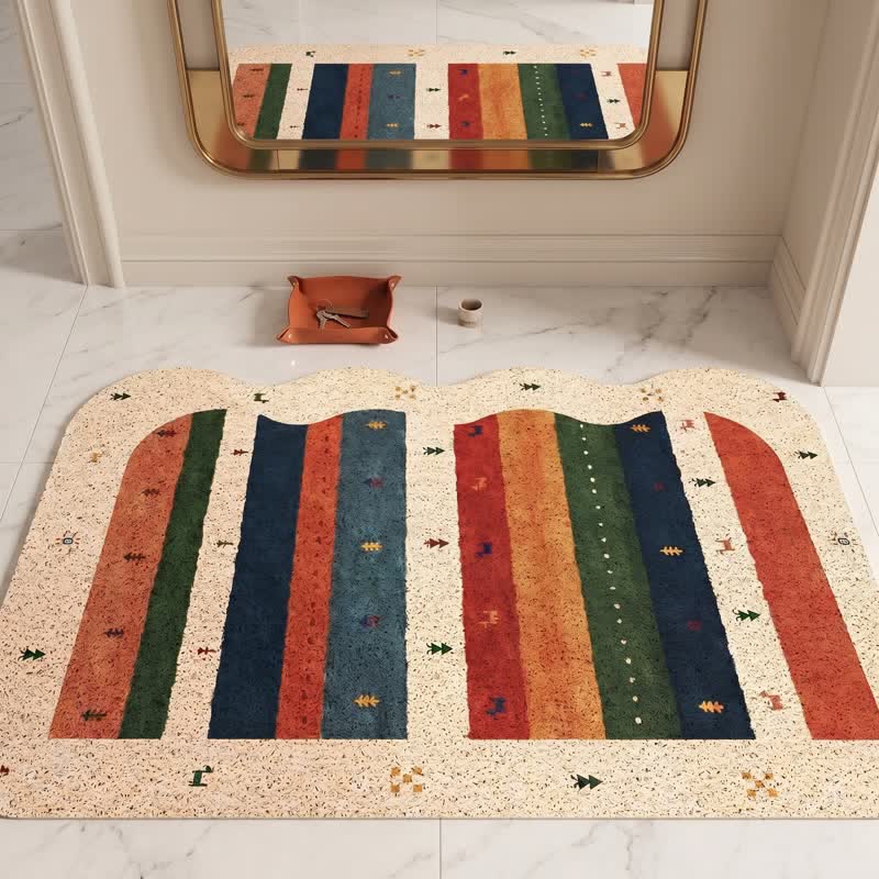 Vintage Tribal Rainbow PVC Door Rug - image 2