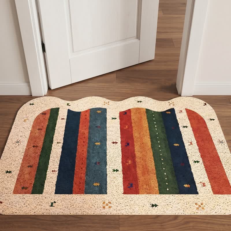 Vintage Tribal Rainbow PVC Door Rug - image 3