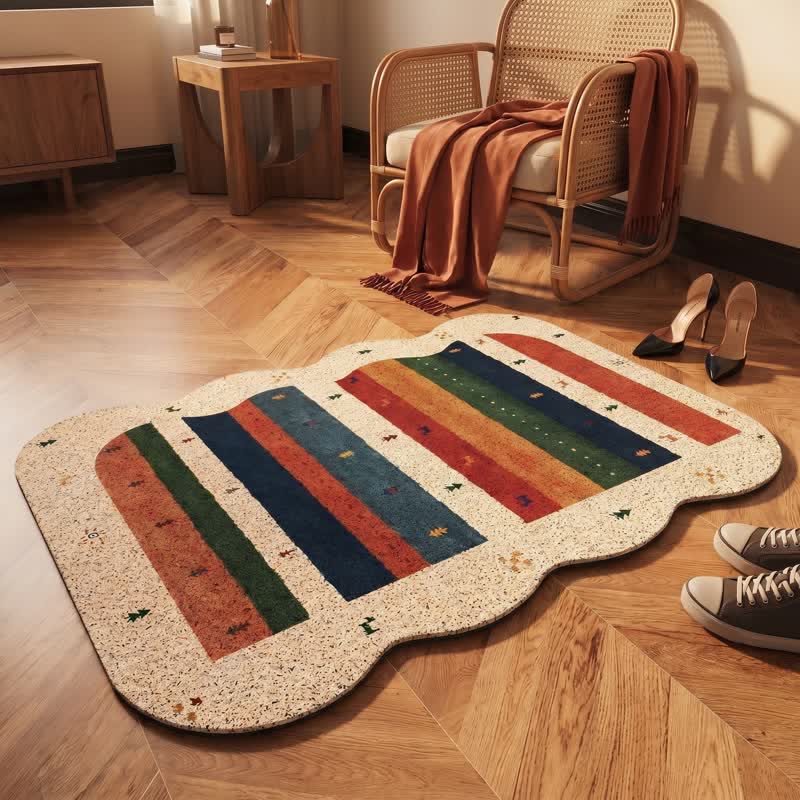 Vintage Tribal Rainbow PVC Door Rug - image 1