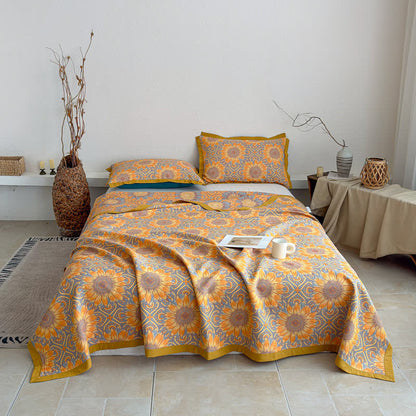 Boho Sunflower 3-Layer Muslin Cotton Quilt - image 1