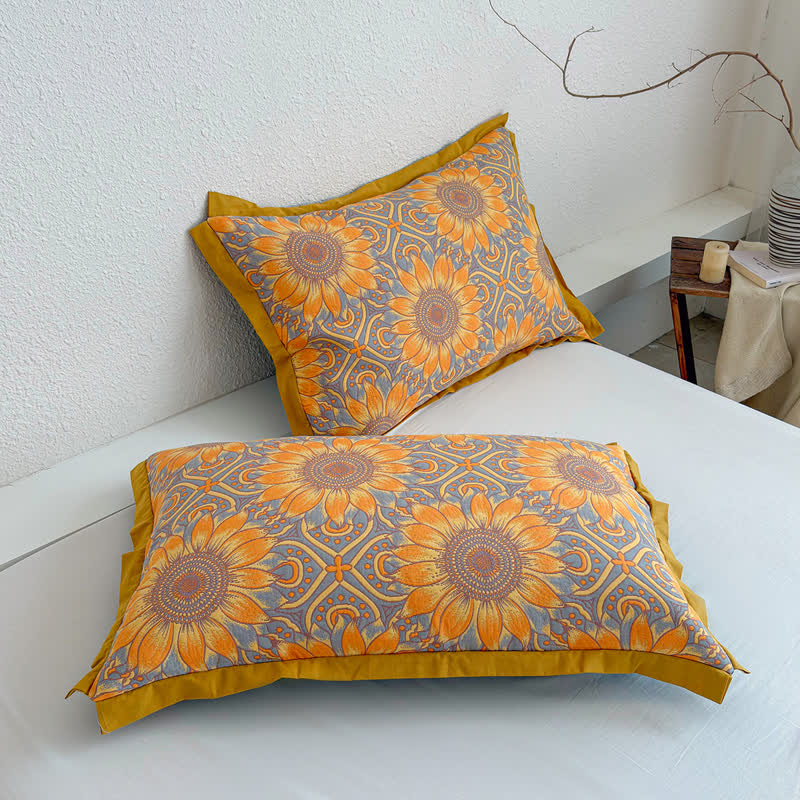 Boho Sunflower 3-Layer Muslin Cotton Quilt - image 8
