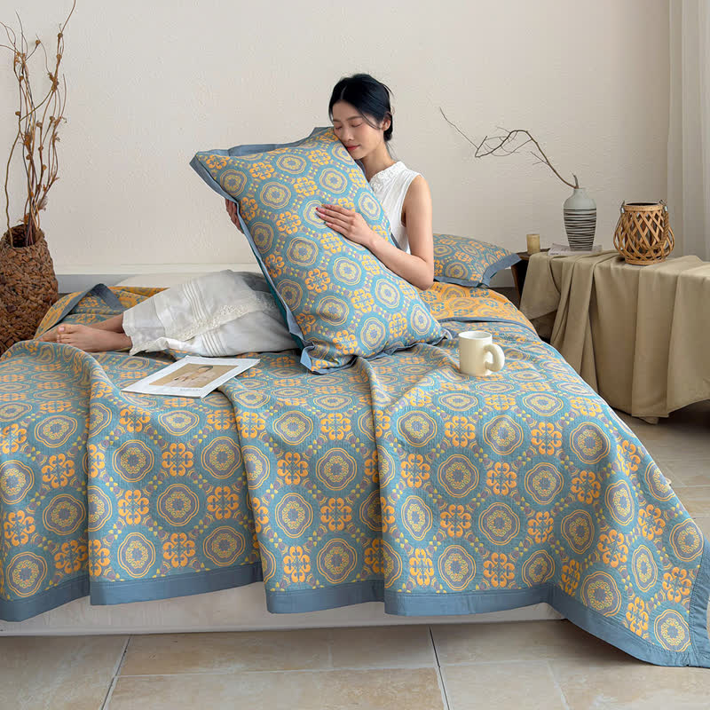 Boho 3-layer Muslin Reversible Bedspread Quilt - image 3