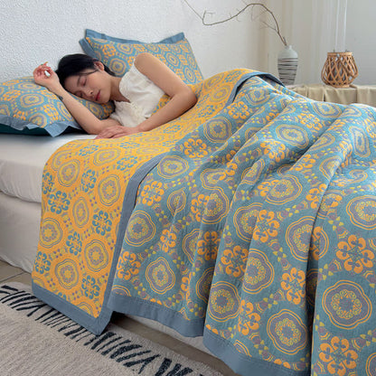 Boho 3-layer Muslin Reversible Bedspread Quilt - 2PCS Pillowcases - 19" x 29" - image 0