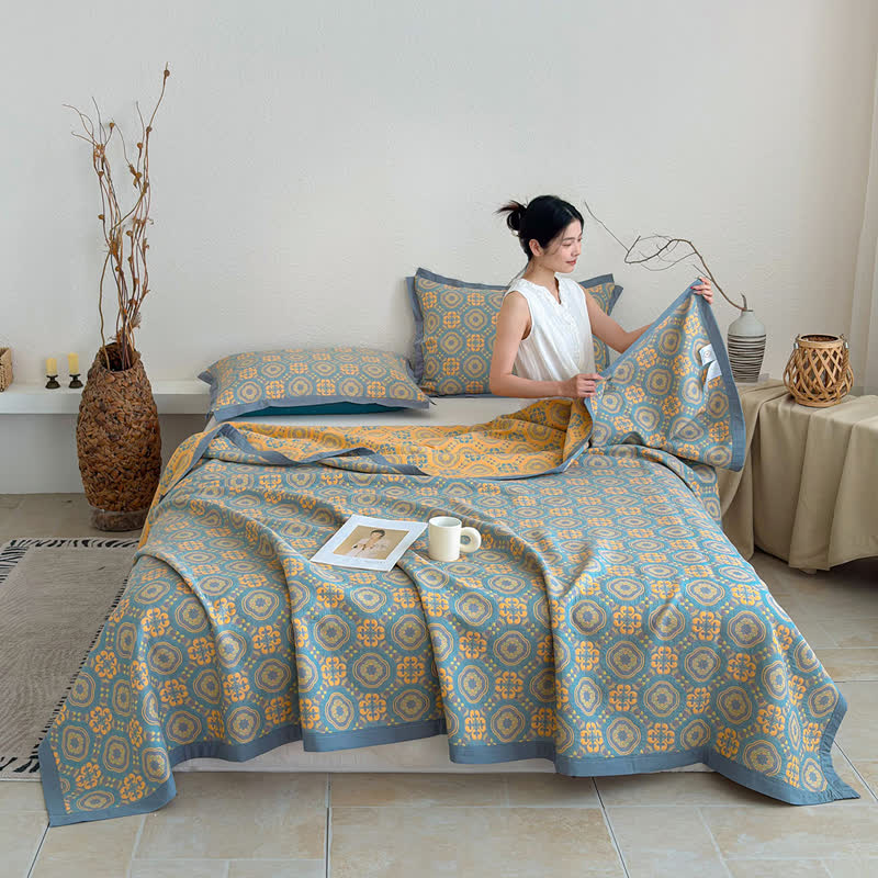 Boho 3-layer Muslin Reversible Bedspread Quilt - image 1