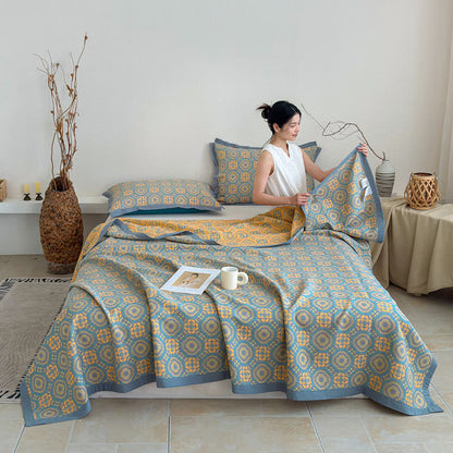 Boho 3-layer Muslin Reversible Bedspread Quilt - image 1