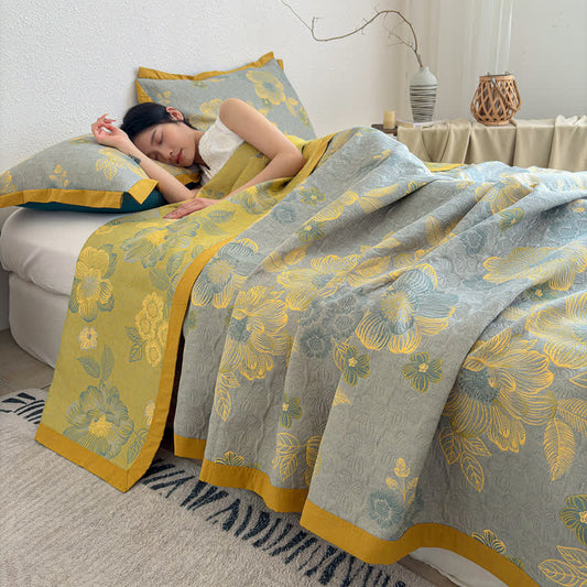 Cottagecore 3-layer Gauze Reversible Bedspread Quilt - 2PCS Pillowcases - 19" x 29" - image 0