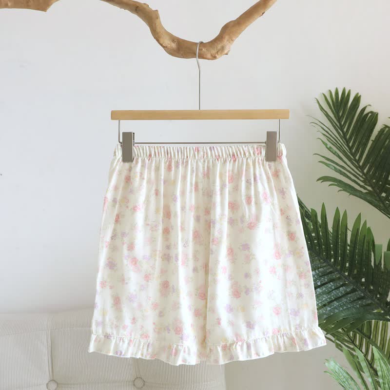 Floral Cotton Ruffle Pajama Shorts - image 1