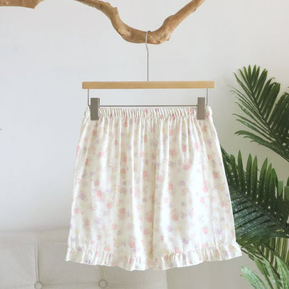 Floral Cotton Ruffle Pajama Shorts - image 1
