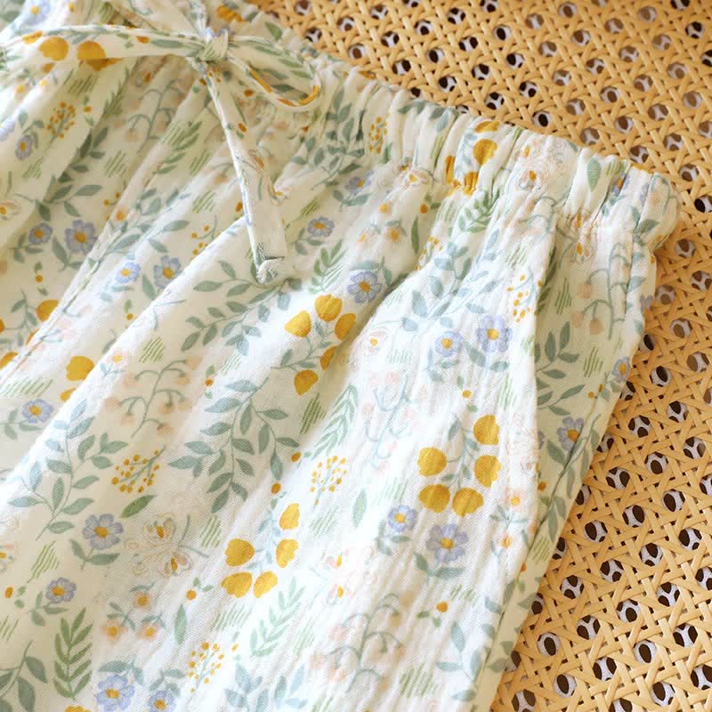 Yellow Tulip Cotton Gauze Pajama Shorts - image 4