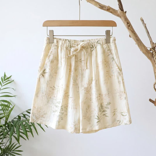 Botanical Cotton Gauze Women's Pajama Shorts - Beige - XL - image 0