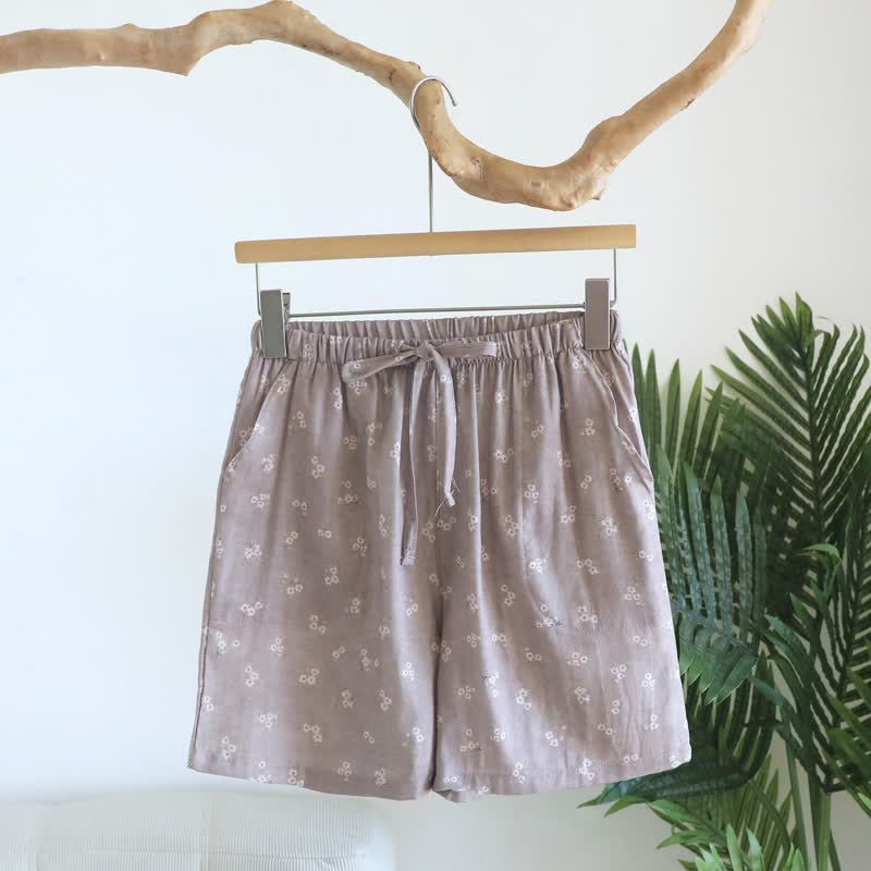 Cherry Blossom Cotton Pajama Shorts - Pink - XL - image 5