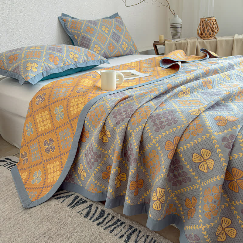 Geometric Clover 3-layer Cotton Gauze Blanket - image 5