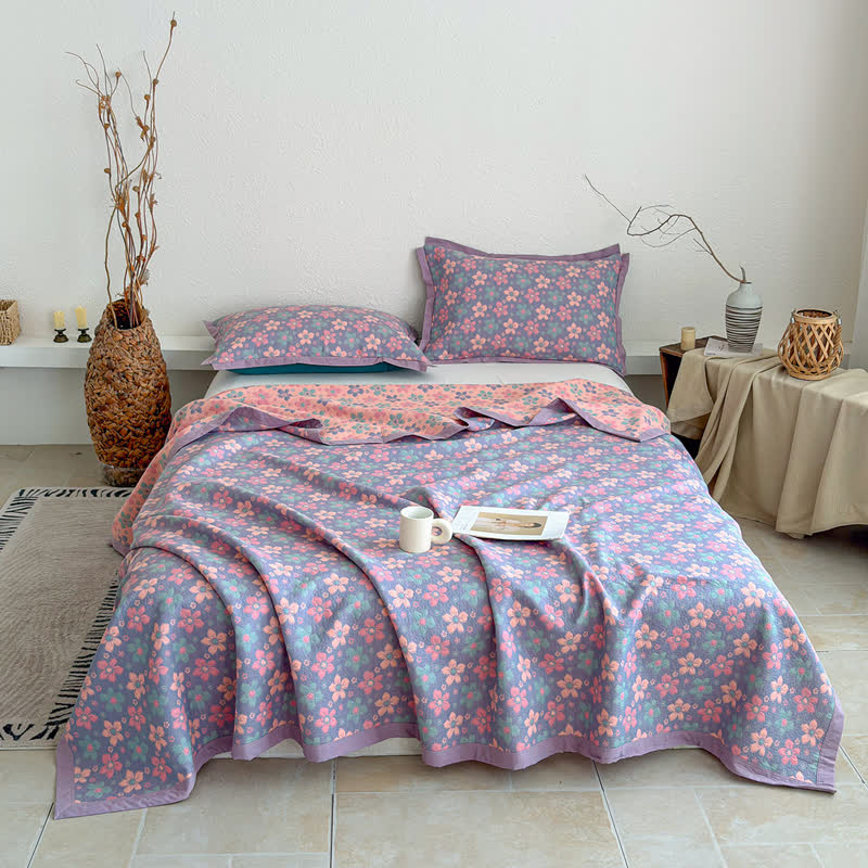 Ditsy Floral 3-layer Gauze Bedspread Quilt - image 1