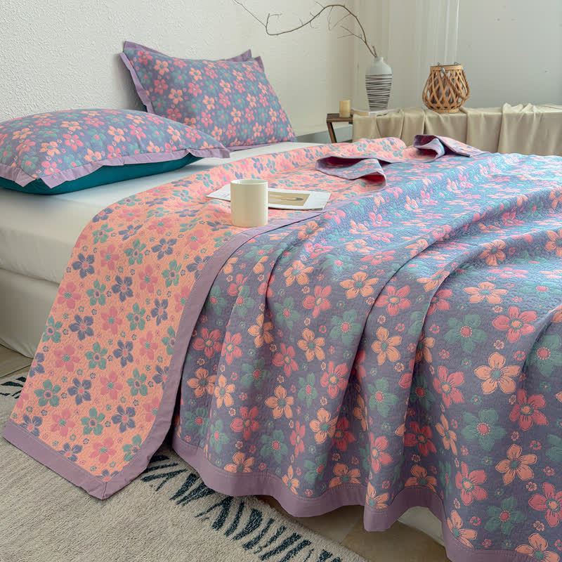 Ditsy Floral 3-layer Gauze Bedspread Quilt - image 6