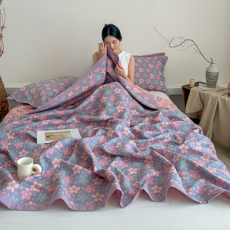 Ditsy Floral 3-layer Gauze Bedspread Quilt - image 4