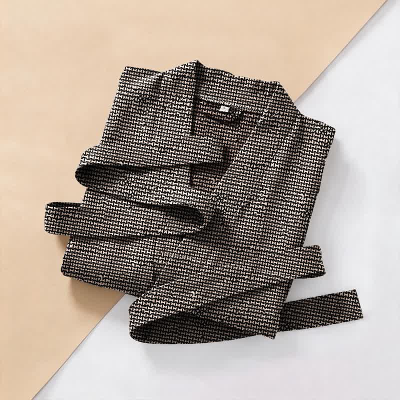 Geometric Chevron Cotton Jacquard Kimono Robe - image 2