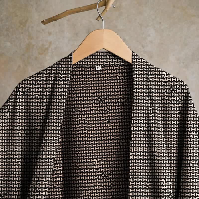 Geometric Chevron Cotton Jacquard Kimono Robe - image 3
