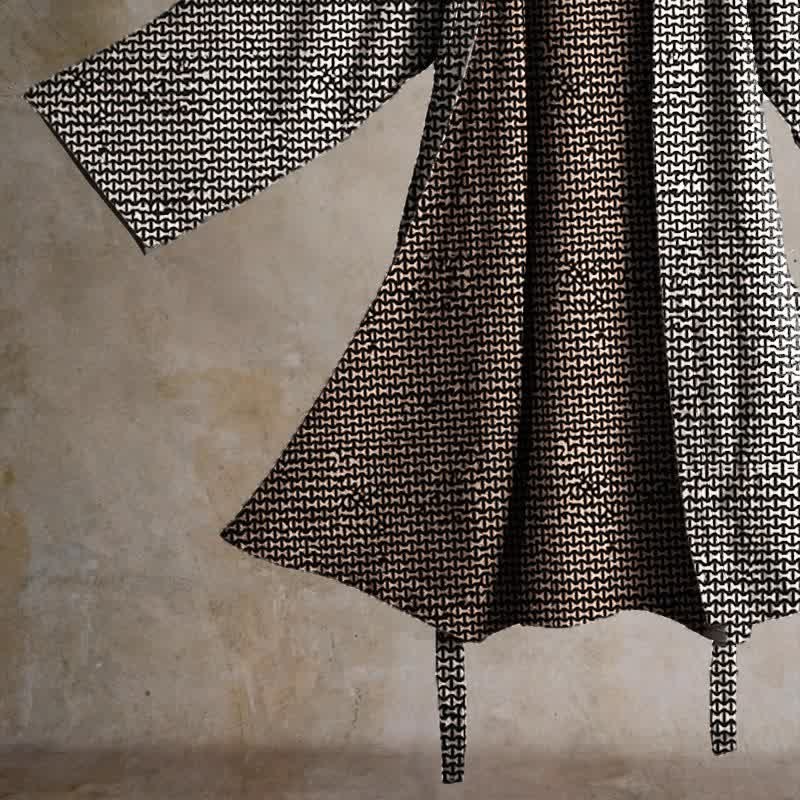 Geometric Chevron Cotton Jacquard Kimono Robe - image 5