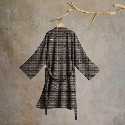 Geometric Chevron Cotton Jacquard Kimono Robe - image 1