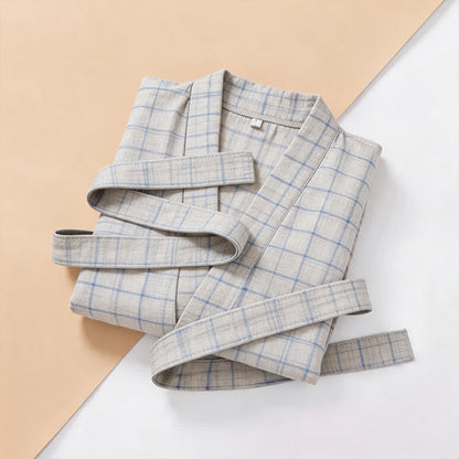Unisex Grid Cotton Kimono Robe - image 10