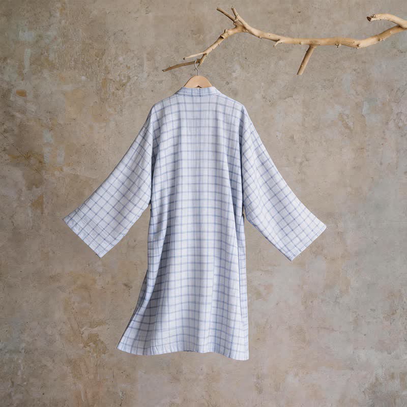Unisex Grid Cotton Kimono Robe - image 3