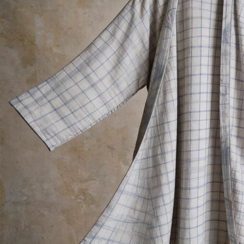 Unisex Grid Cotton Kimono Robe - image 13