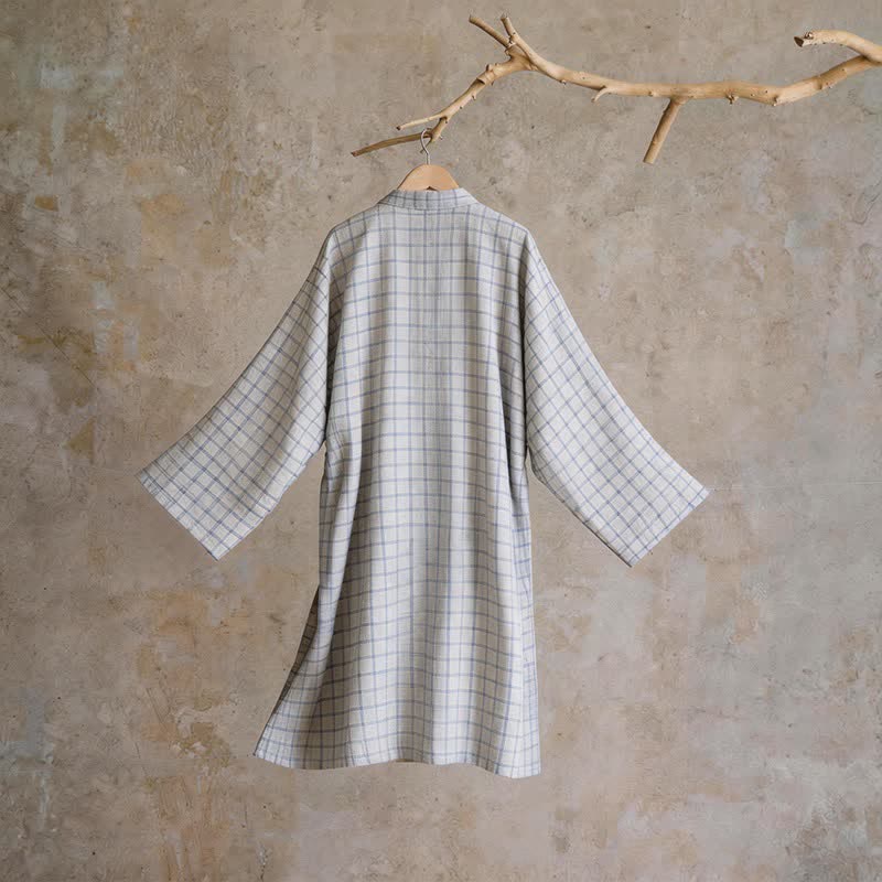 Unisex Grid Cotton Kimono Robe - image 9