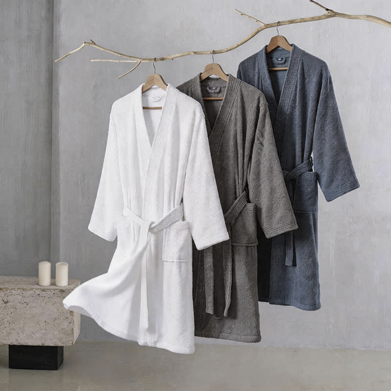 Unisex Solid Cotton Kimono Bathrobe - image 1