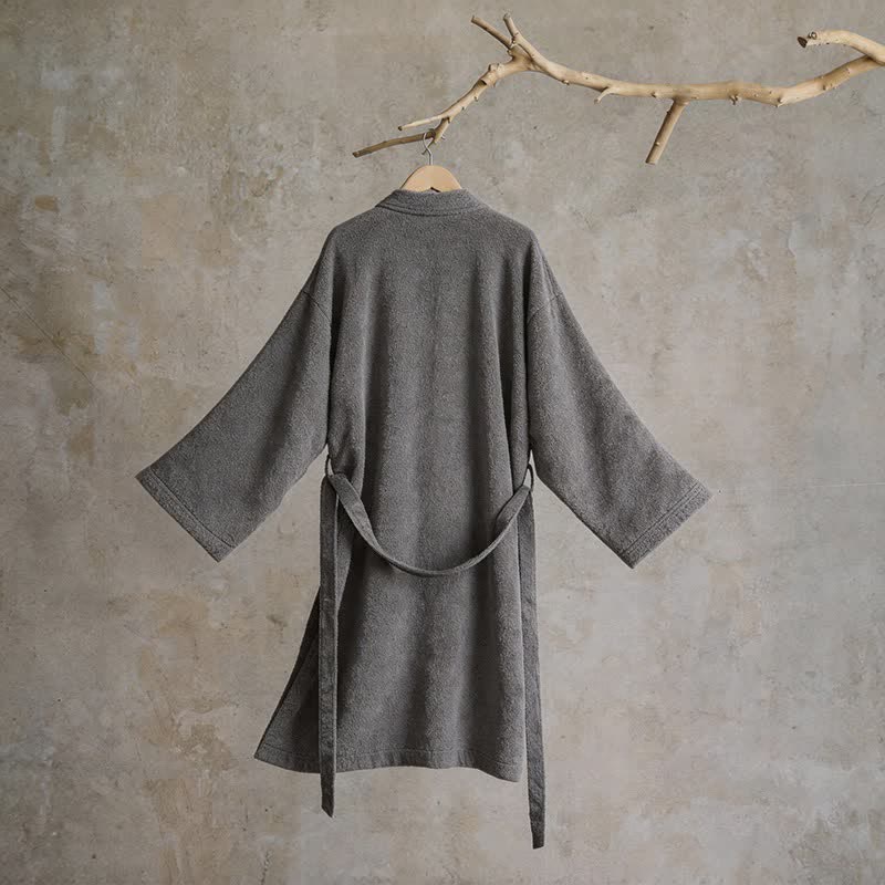 Unisex Solid Cotton Kimono Bathrobe - image 3
