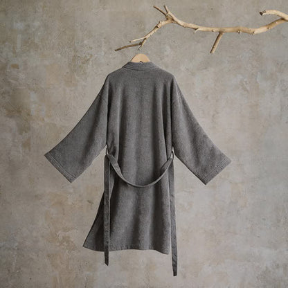 Unisex Solid Cotton Kimono Bathrobe - image 3