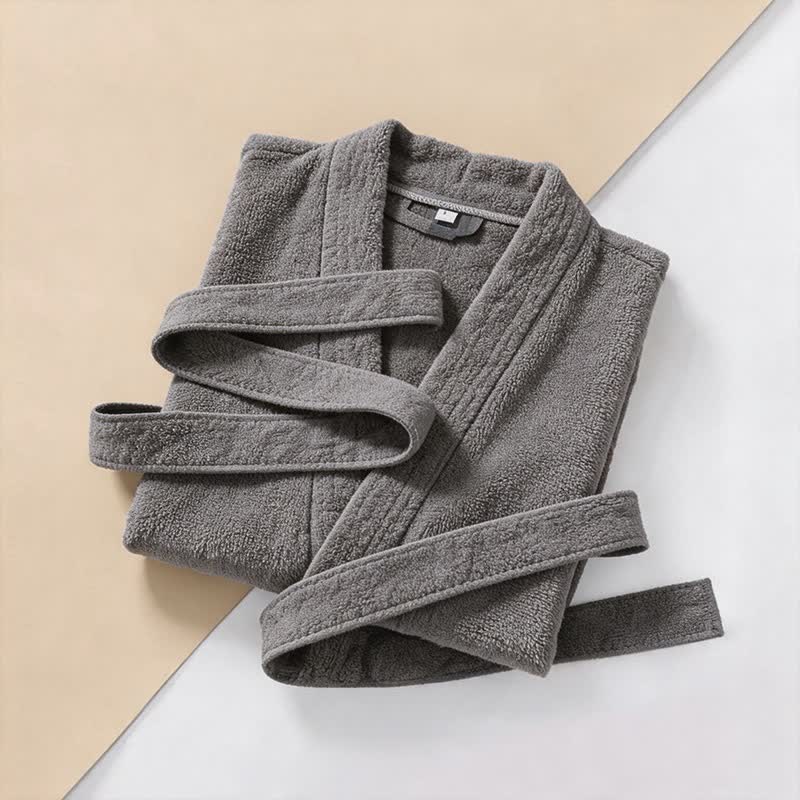Unisex Solid Cotton Kimono Bathrobe - image 2