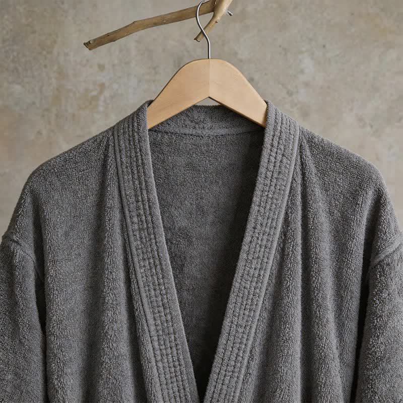 Unisex Solid Cotton Kimono Bathrobe - image 4