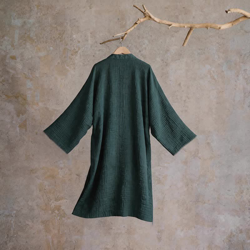 Solid Unisex Cotton Gauze Kimono Robe - image 2
