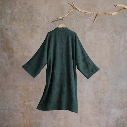 Solid Unisex Cotton Gauze Kimono Robe - image 2