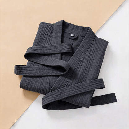 Solid Unisex Cotton Gauze Kimono Robe - image 16