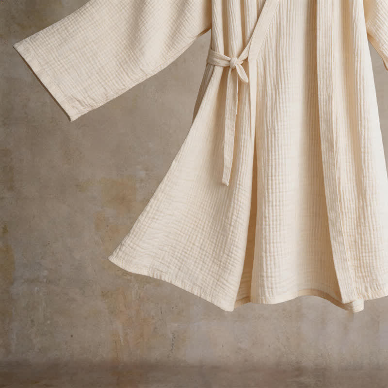 Solid Unisex Cotton Gauze Kimono Robe - image 11
