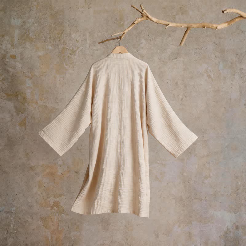 Solid Unisex Cotton Gauze Kimono Robe - image 8
