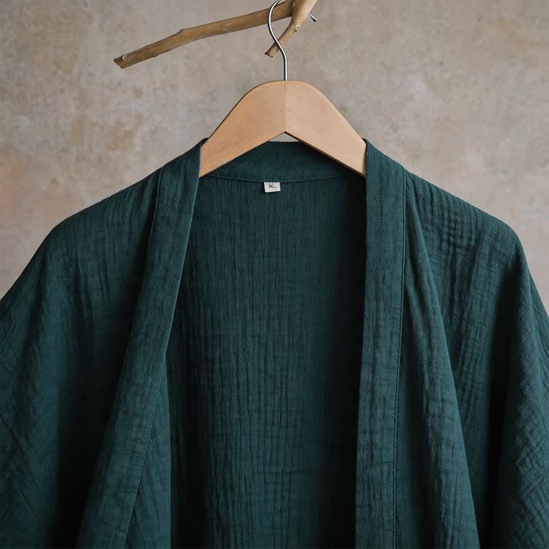 Solid Unisex Cotton Gauze Kimono Robe - image 4
