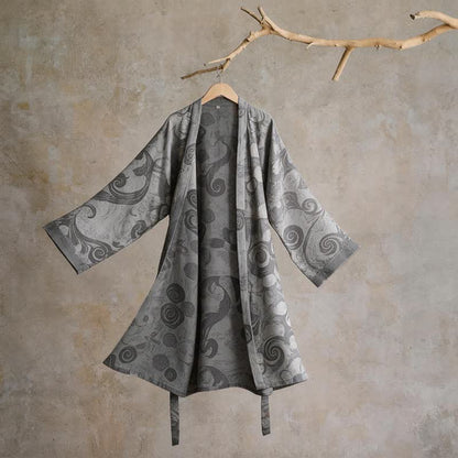 Unisex Baroque Cotton Kimono Robe - Gray - One Size - image 0
