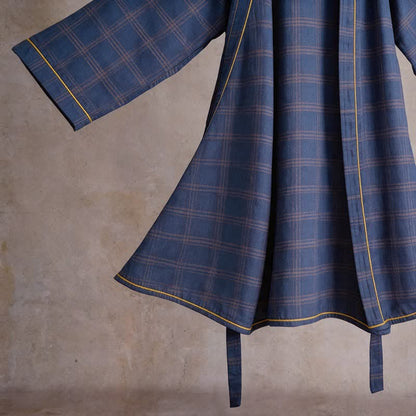 Unisex Style Plaid Cotton Bathrobe - image 6