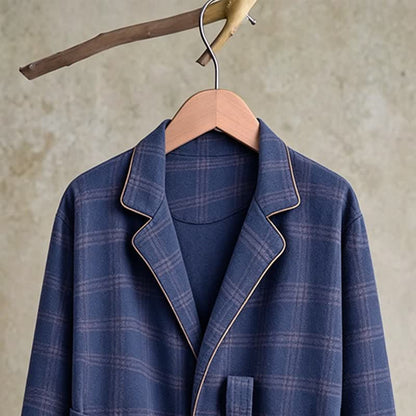 Unisex Style Plaid Cotton Bathrobe - image 4
