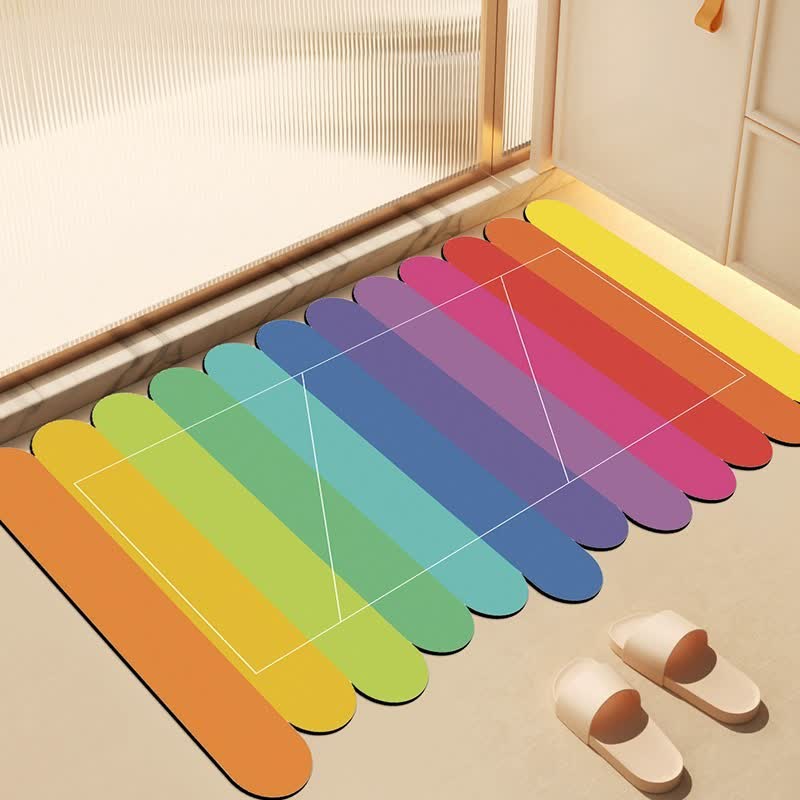 Modern Rainbow Stripe Diatom Mud Bath Rug - 31'' × 47'' - A - image 0