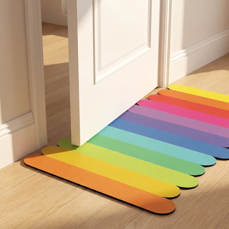 Modern Rainbow Stripe Diatom Mud Bath Rug - image 5