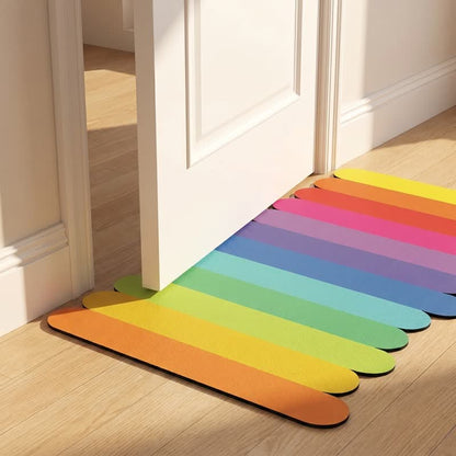 Modern Rainbow Stripe Diatom Mud Bath Rug - image 5