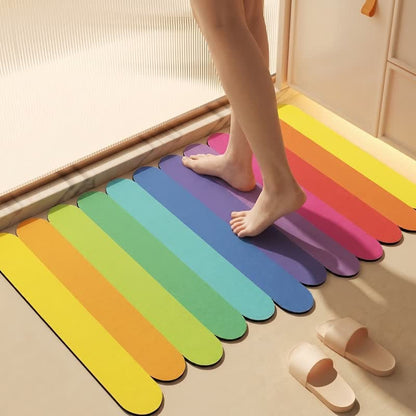 Modern Rainbow Stripe Diatom Mud Bath Rug - image 3