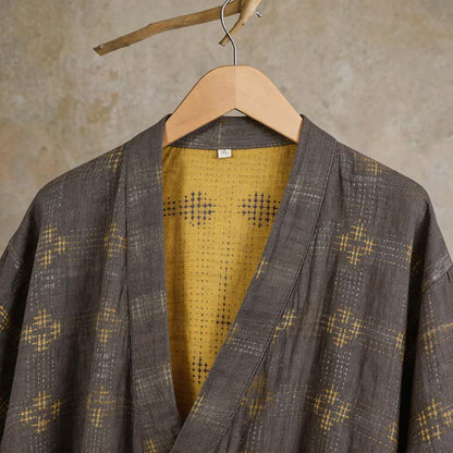 Unisex Geometric Cotton Yukata Robe - image 4