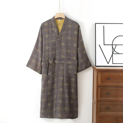 Unisex Geometric Cotton Yukata Robe - image 3