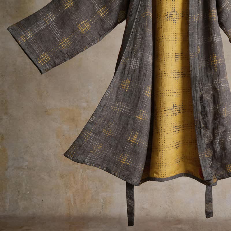Unisex Geometric Cotton Yukata Robe - image 5